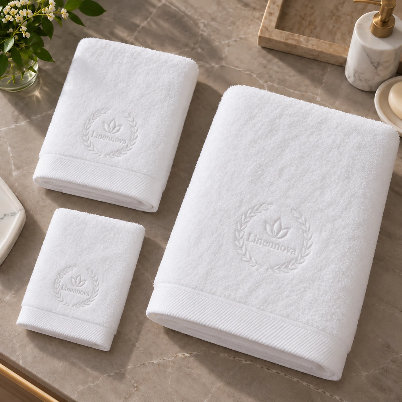 Jacquard white hotel towel set