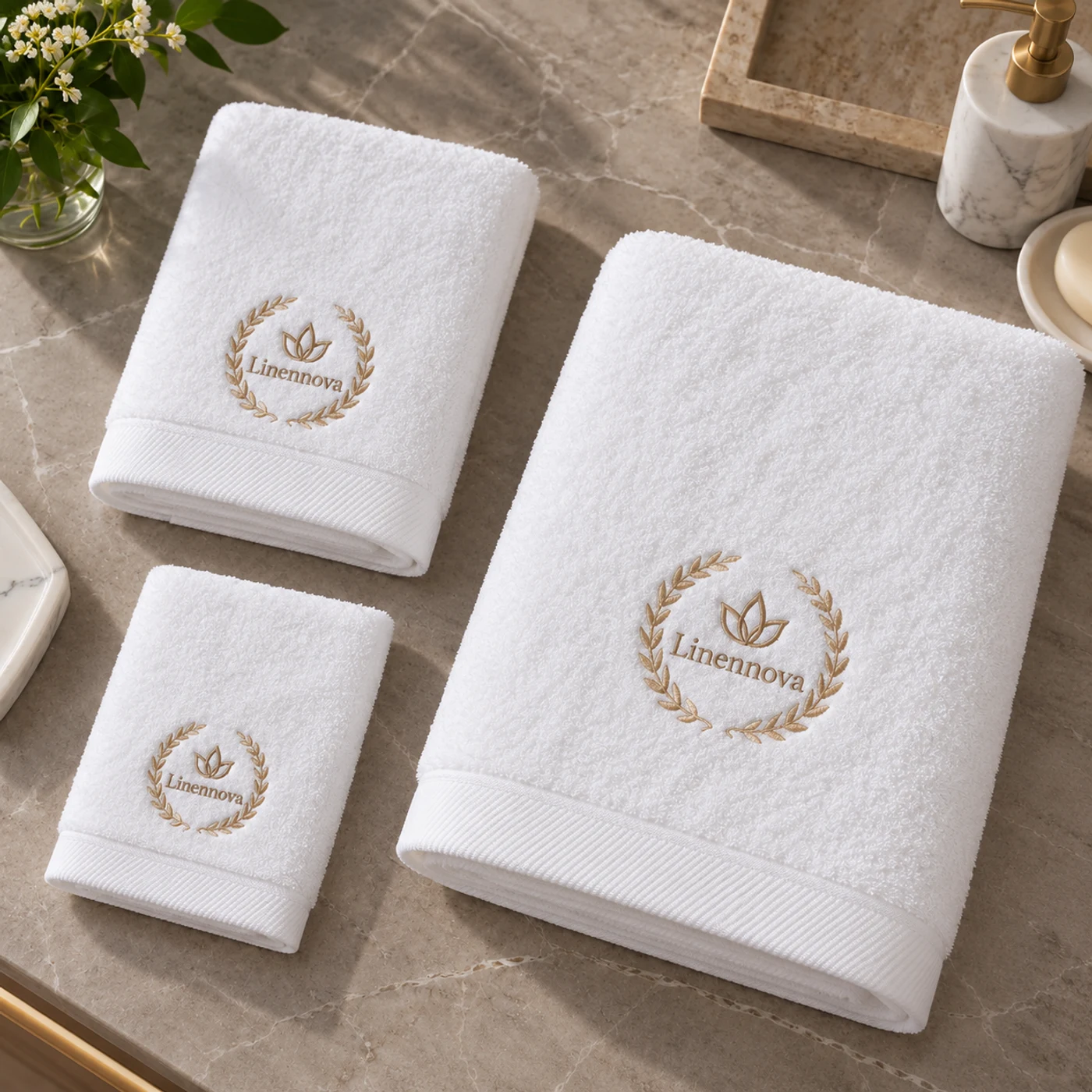 Plain Weave white hotel towel set